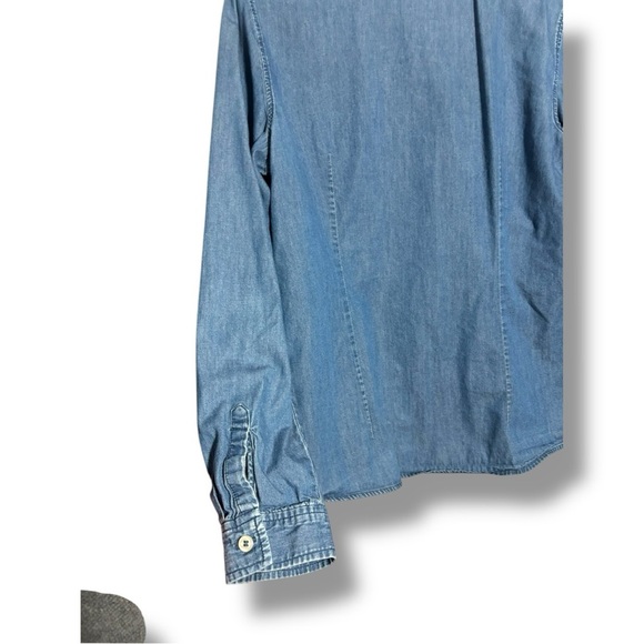 Outback Red Classic Medium Wash Denim Long Cuff Sleeves Button-Up Shirt - Picture 9 of 14